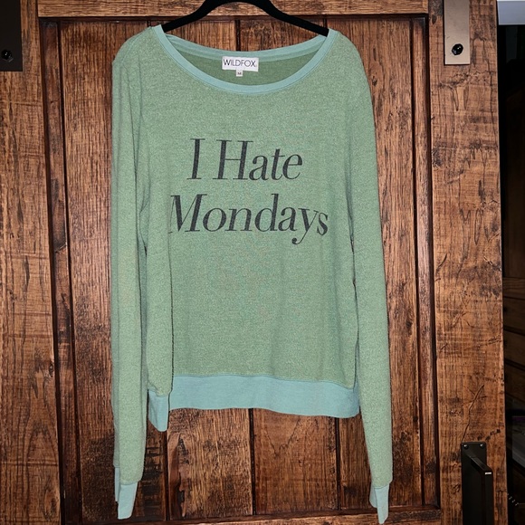 Wildfox I Hate Mondays Baggy Beach Jumper in Green Size Medium - Picture 2 of 4